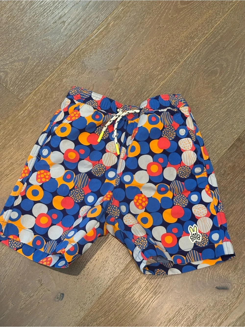 Psycho Bunny Blue Multi Polka Dot Swim Shorts boys 7/8